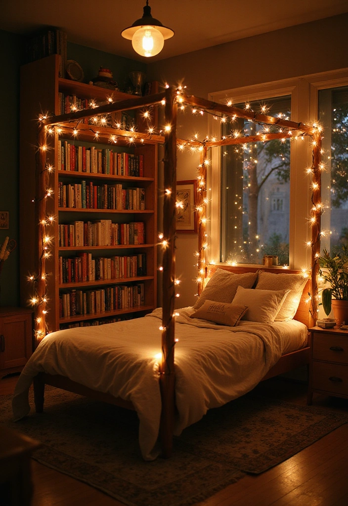 18 Must-Try Fall Bedroom Decor Ideas for Book Lovers (Don't Miss #15!) - 14. Whimsical Fairy Lights
