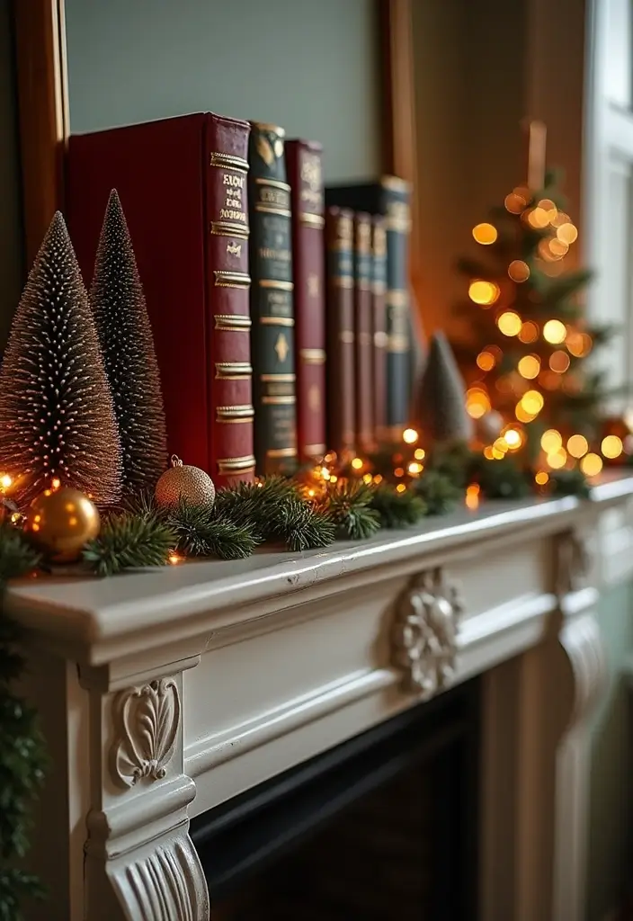 17 Whimsical Bookish Mantel Decor Ideas for Christmas  - 8. Classic Christmas Book Collection