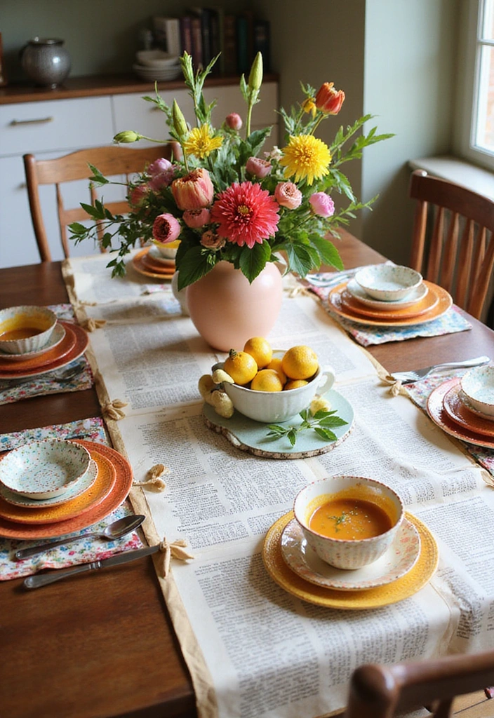 22 Easy Spring DIY Decor Projects for Book Lovers (Get Ready to Craft #18!) - 14. Book Page Table Runner