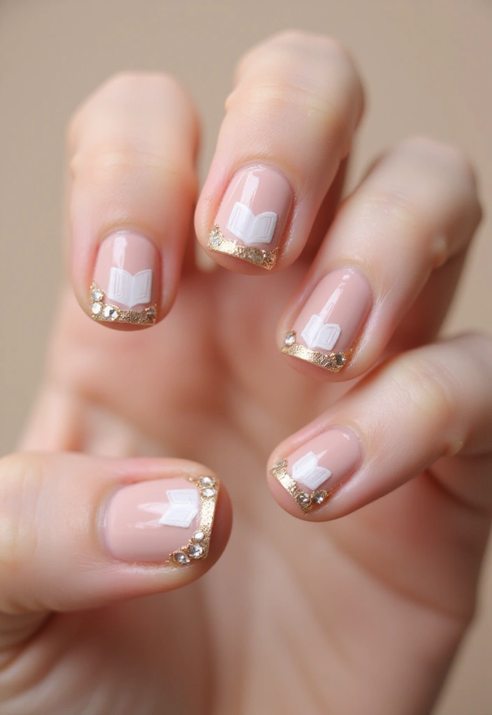 15 Personalized Square Nail Inspo for Every Book Lover (You’ll Be Inspired by #13!) - 5. Minimalist Book Symbols