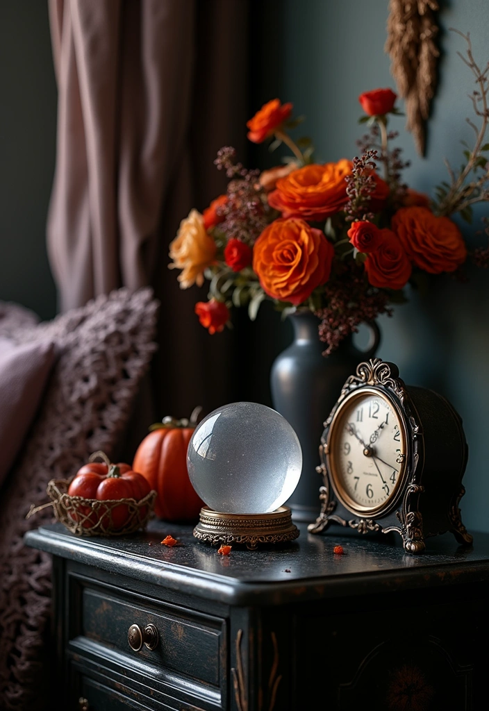 18 Chic Halloween Bedroom Decor Ideas for Book Lovers  - 13. Magical Nightstand Decor