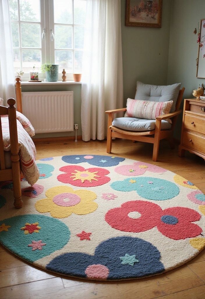 12 Whimsical Maximalist Bedroom Decor Ideas for Book Lovers with Imagination! - 5. Colorful Rugs with Bookish Themes