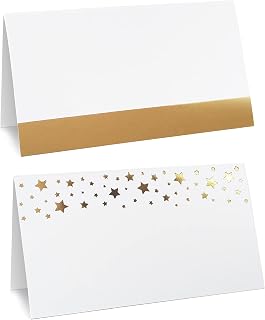 CLEVER SIGNS 100 Pack Gold Place Cards for Wedding Party Reception, 2