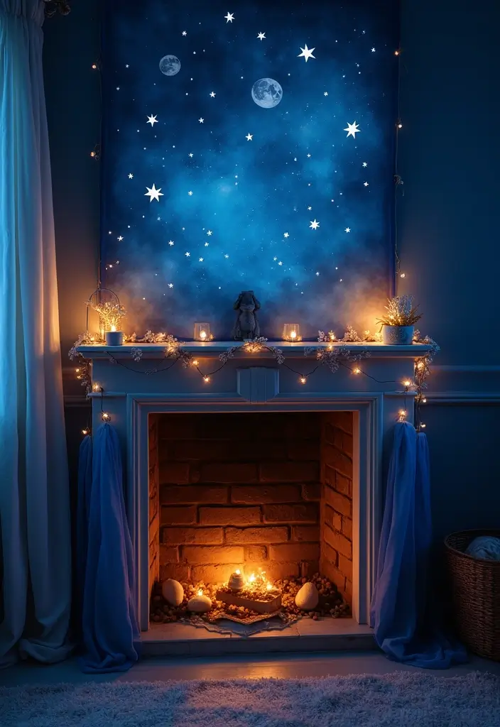 17 Whimsical Bookish Mantel Decor Ideas for Christmas  - 16. Magical Night Sky Display