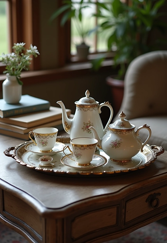 21 Aesthetic Cottagecore Home Decor Ideas That Book Lovers Will Adore! - 4. Antique Tea Set