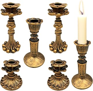 GEMLORD 6 Pcs Vintage Candlestick Holders for Taper, Resin Candle Holder...