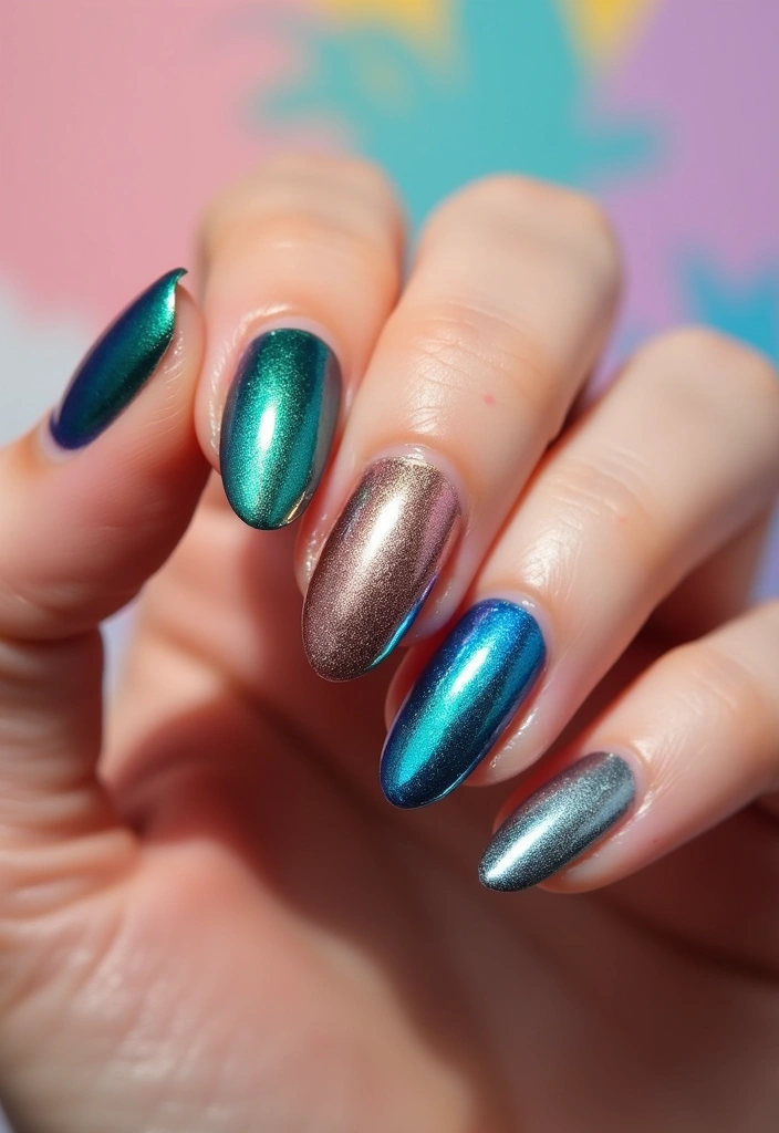 16 Chic Chrome Nail Art Ideas for the Stylish Bookworm (Don't Miss #3!) - 13. Multi-Color Chipped Look