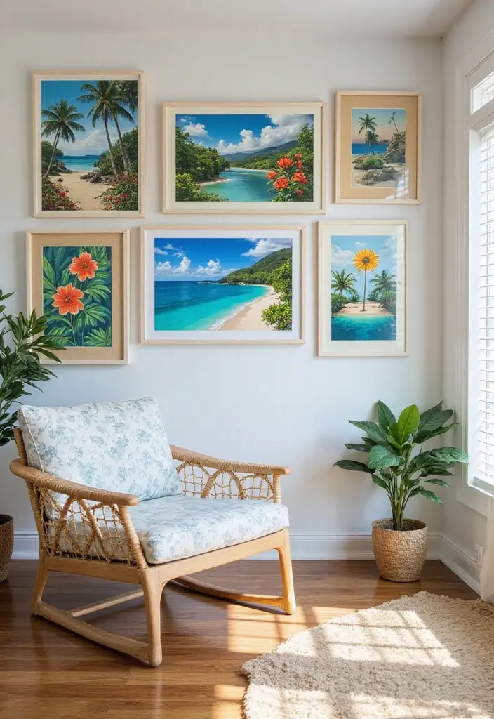 15 Hawaiian Beach House Decor Ideas for Book Lovers - 6. Island-Inspired Artwork