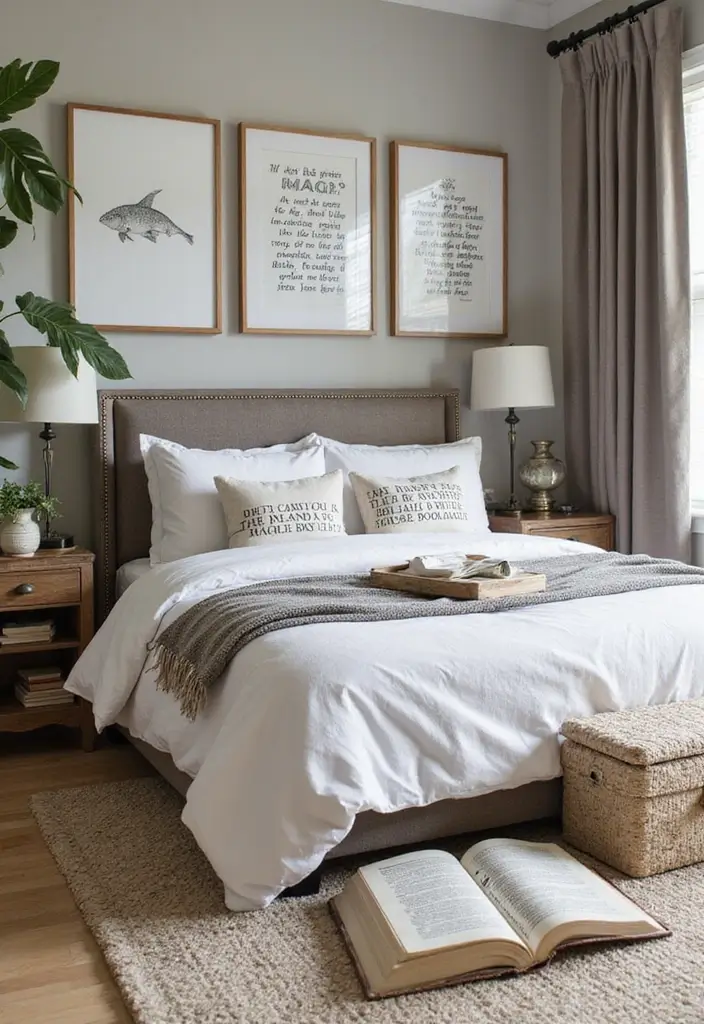 22 Modern Bedroom Decor Ideas for Book Lovers  - 12. Bookish Accents
