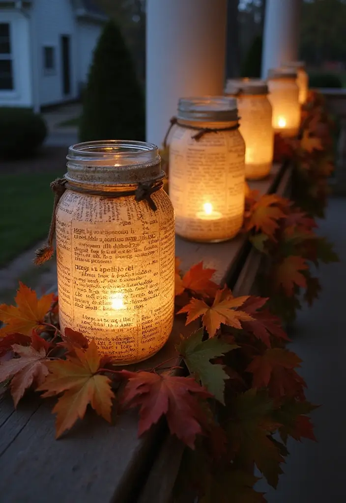 15 DIY Fall Front Porch Decor Ideas for Book Lovers - 1. Literary Lanterns