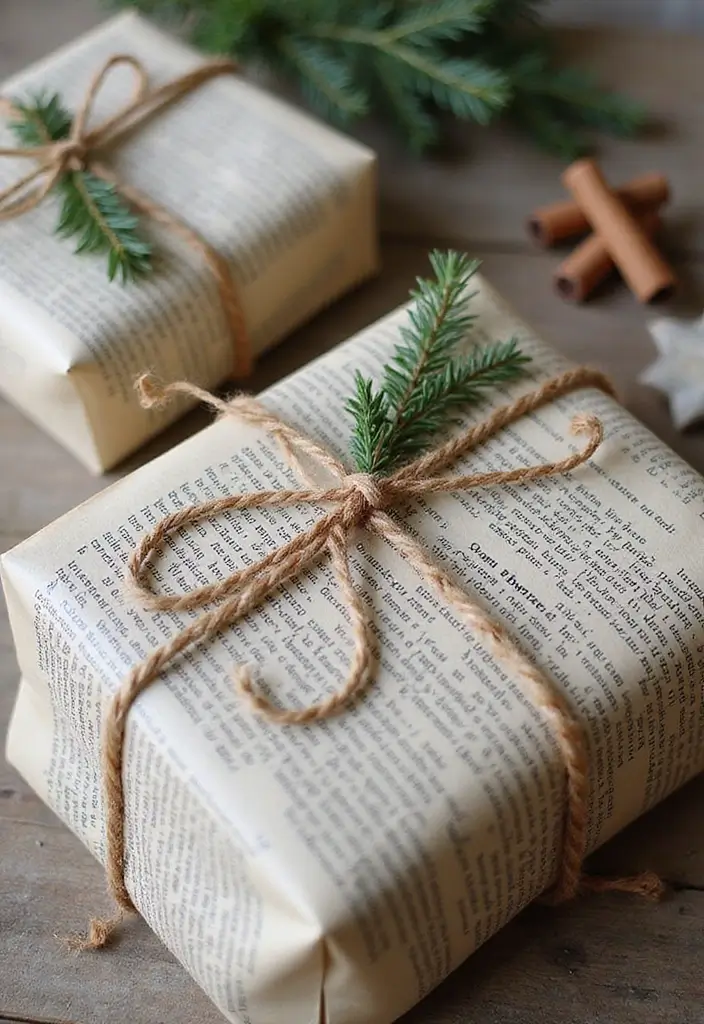 18 Enchanting Christmas Home Decor Ideas Every Book Lover Will Adore! - 1. Book Page Wrapping Paper
