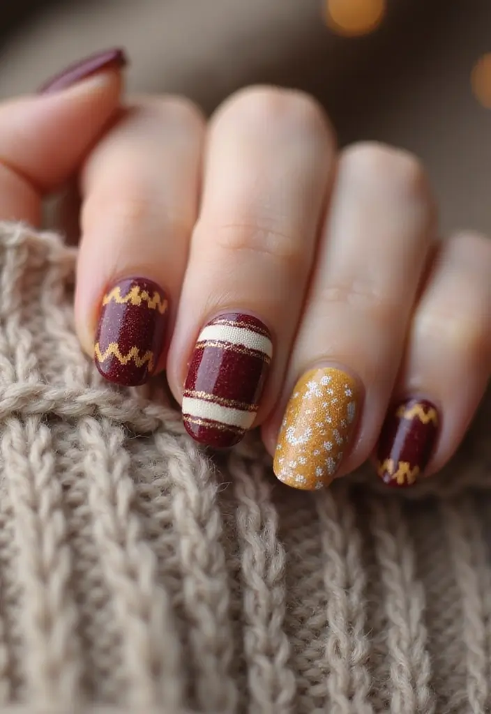 21 January Nail Art Ideas for Book Lovers That Are a Must-See! - 6. Cozy Sweater Patterns