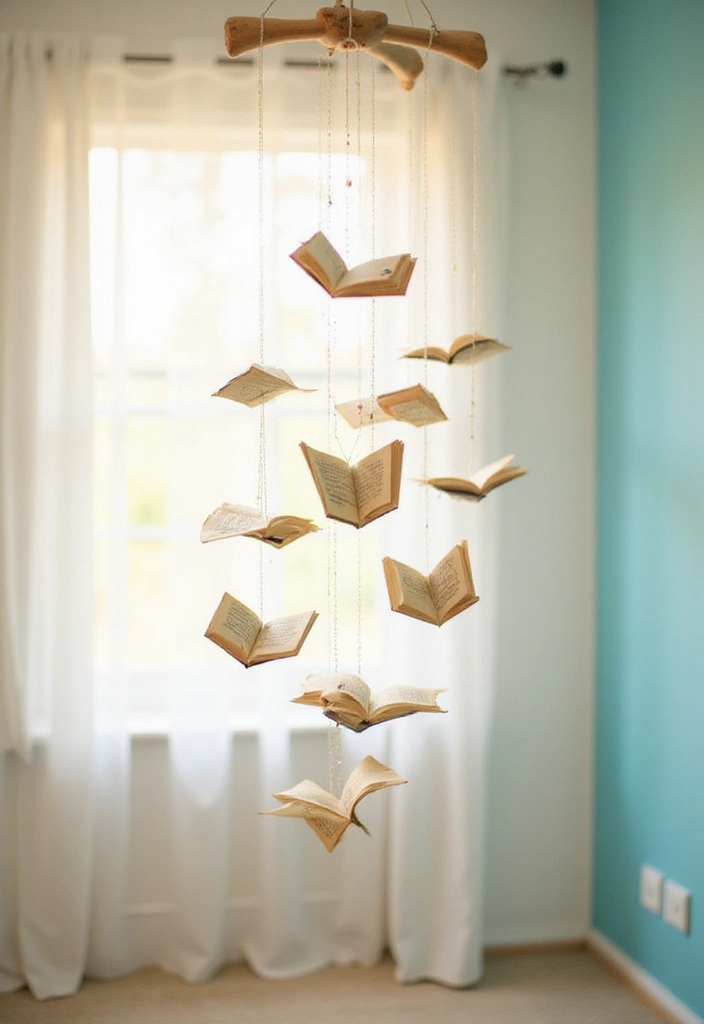 22 Easy Spring DIY Decor Projects for Book Lovers (Get Ready to Craft #18!) - 20. Book Page Art Mobile