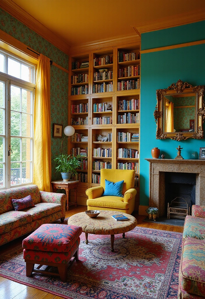 15 Maximalist Vintage Decor Ideas Every Book Lover Needs to Try! - 9. Eclectic Color Palettes