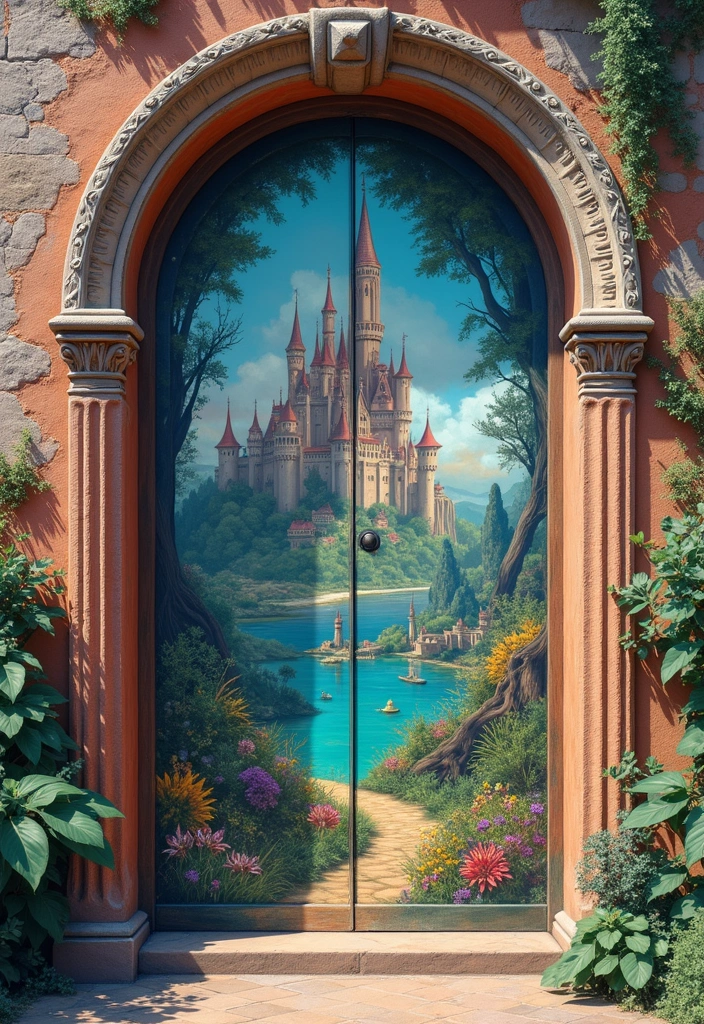 10 Door Mural Ideas for Book Lovers That Will Transform Your Home Into a Literary Wonderland! - 3. Fantasy Realms