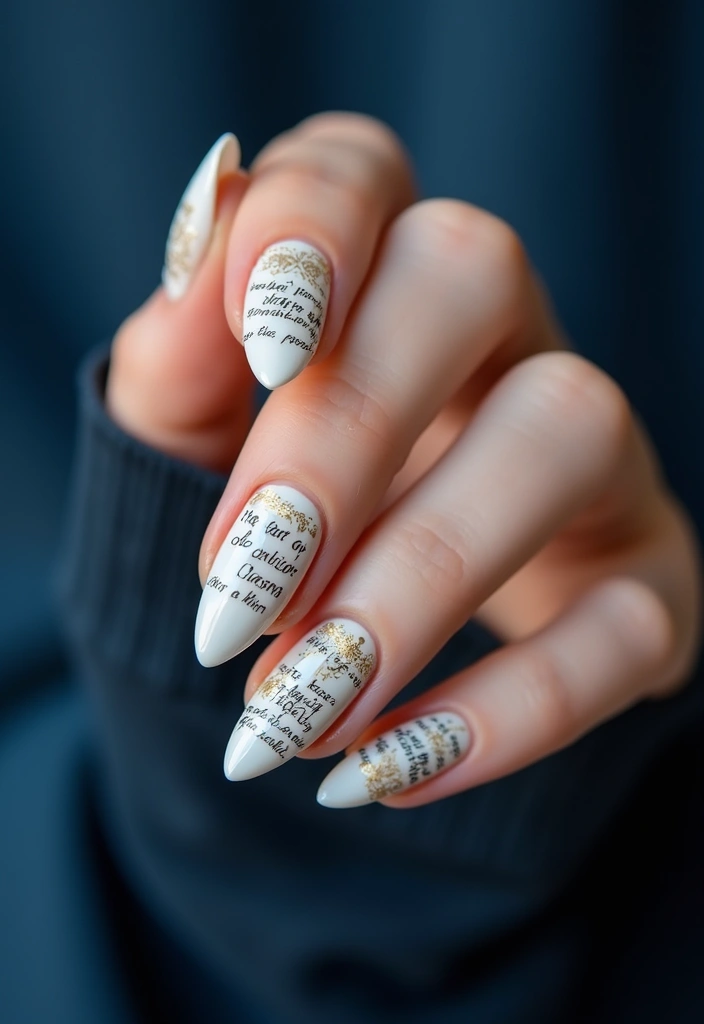 15 November Nail Designs That Will Make Every Book Lover's Heart Skip a Beat! - 3. Literary Quotes