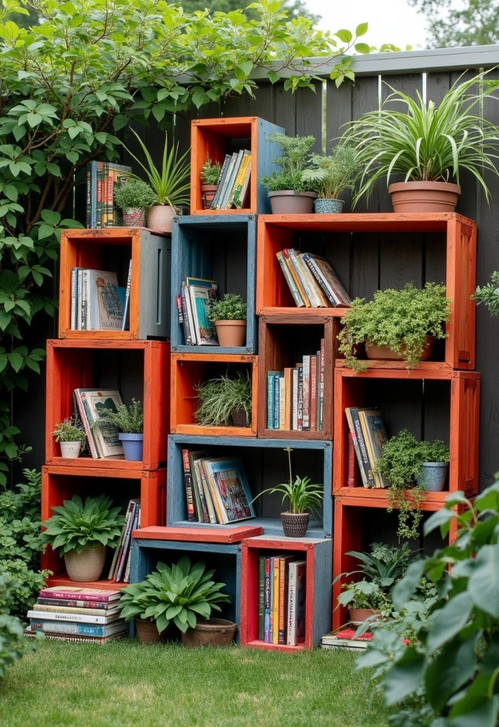 12 Cozy Small Backyard Garden Ideas for Book Lovers  - 2. Bookshelves on the Fence