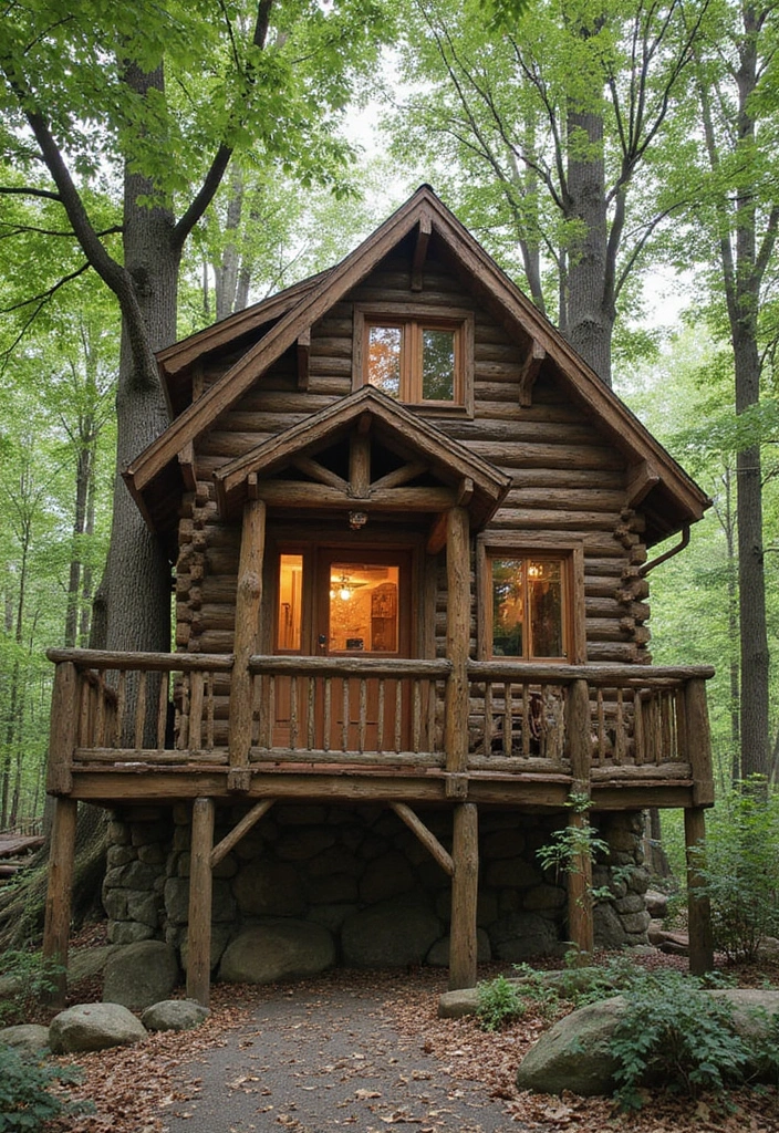 16 Unique Treehouse Designs Perfect for Book Lovers - 8. The Rustic Cabin-Inspired Tree House