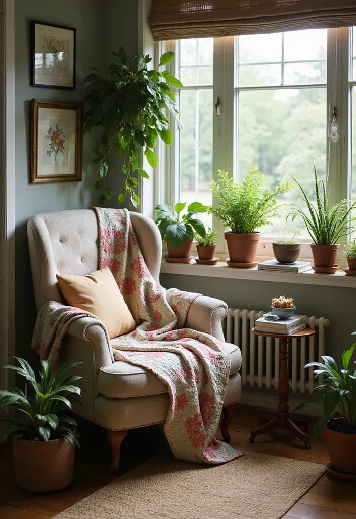 21 Aesthetic Cottagecore Home Decor Ideas That Book Lovers Will Adore! - 2. Cozy Reading Nook