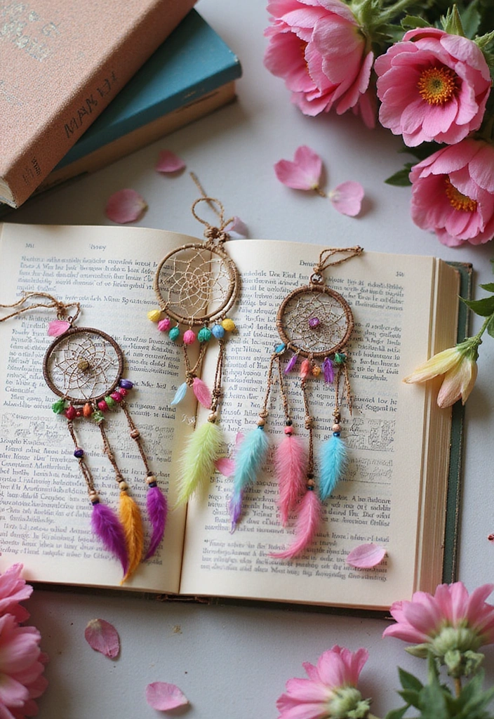12 Boho Garden Decor Ideas Every Book Lover Will Adore - 9. Bohemian Dreamcatcher Bookmarks