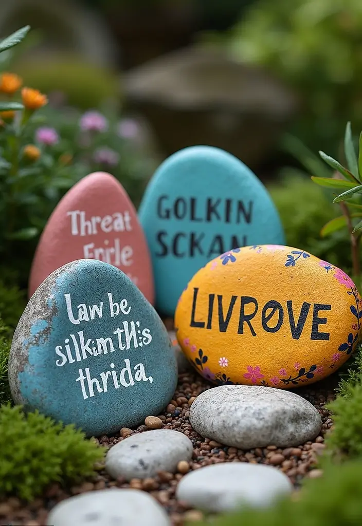 15 DIY Mini Japanese Garden Decor Projects for Book Lovers - 12. Book-Themed Garden Stones
