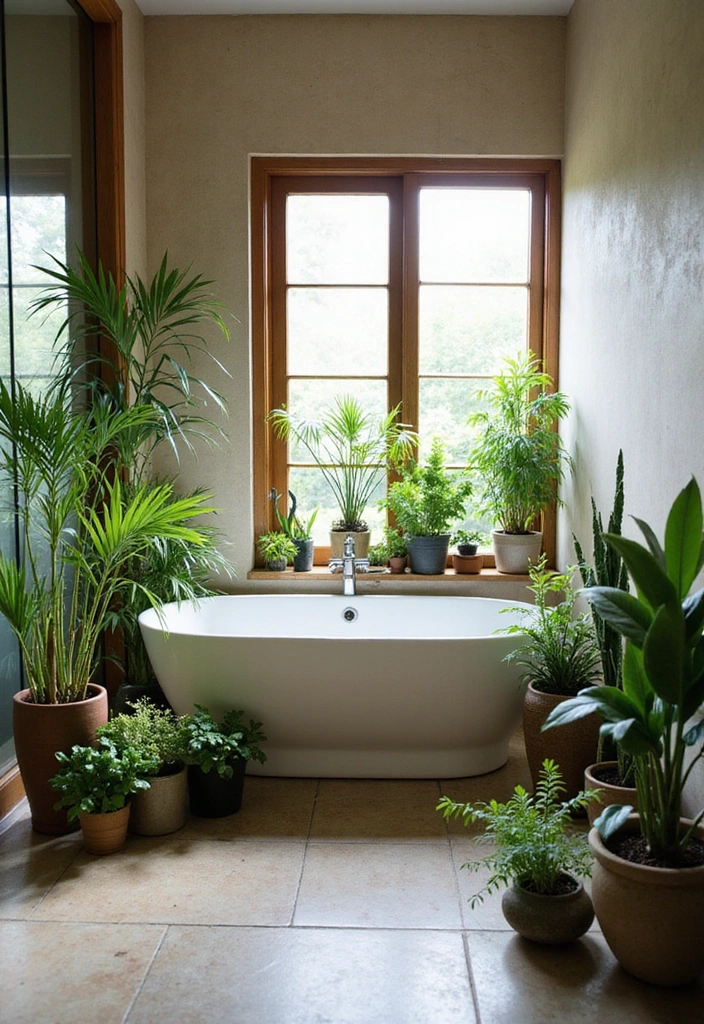 12 Japandi Bathroom Ideas That Book Lovers Can't Resist (You'll Want to Copy #5!) - 11. Indoor Plants for a Touch of Nature