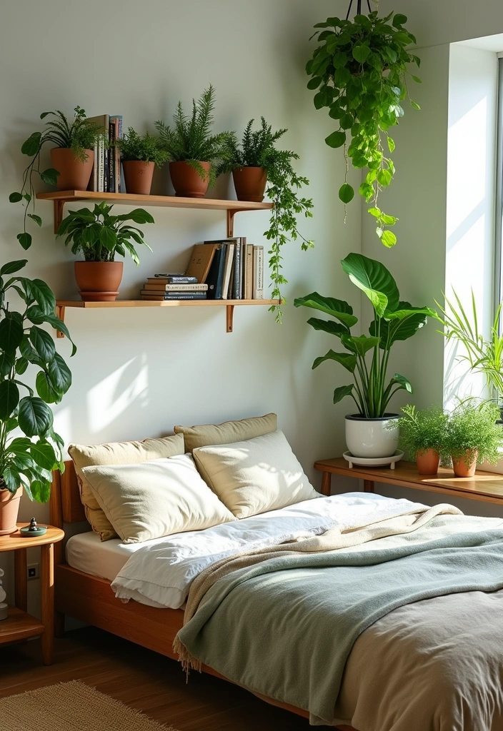 15 Cozy Japandi Bedroom Decor Ideas That Will Inspire Every Book Lover! - 7. Greenery and Plants