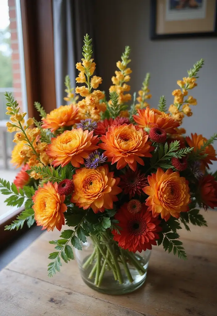 16 Easy Thanksgiving Living Room Decor Ideas for Book Lovers - 13. Seasonal Floral Arrangements