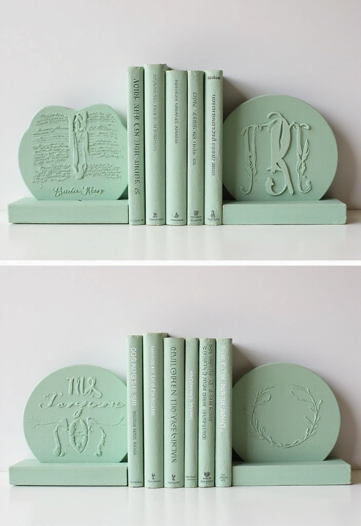 16 Sage Green Bedroom Decor Ideas That Speak to Every Book Lover’s Heart! - 7. Personalized Bookends