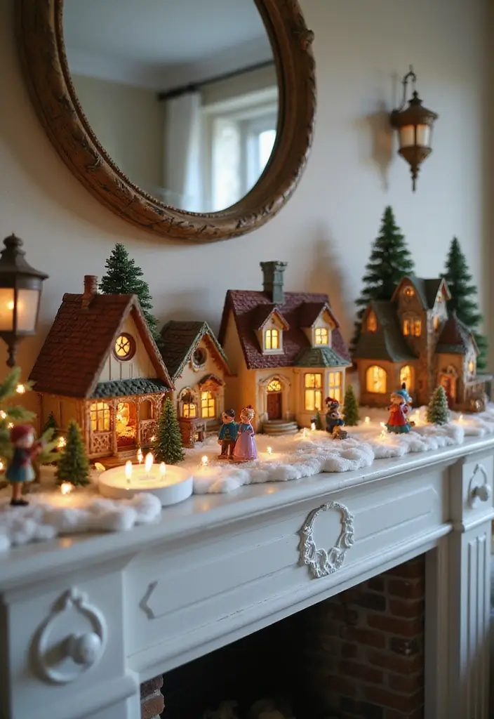 17 Whimsical Bookish Mantel Decor Ideas for Christmas  - 7. Storybook Village Display