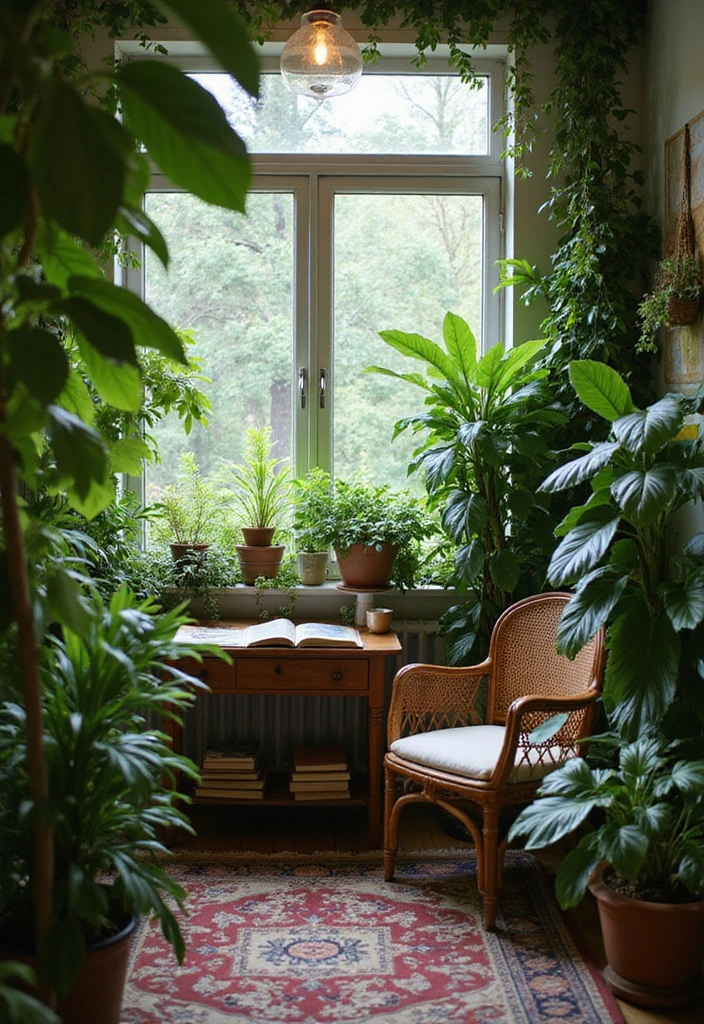 25 Cottagecore Book Nook Inspirations That Will Make You Dream of Reading! - 24. Lush Green Plants