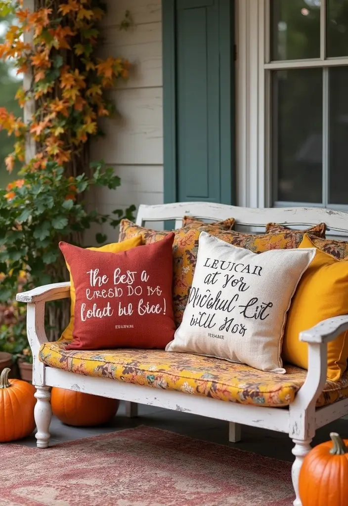 15 DIY Fall Front Porch Decor Ideas for Book Lovers - 14. Cozy Throw Pillows