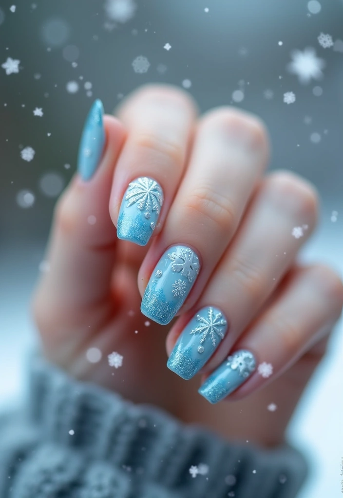 14 Book-Themed Winter Nail Designs Every Book Lover Will Adore! - 8. Enchanted Snowflakes