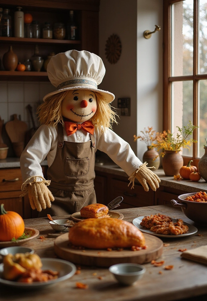 13 DIY Halloween Kitchen Decor Projects Every Book Lover Must Try (#4 Is A Must-See!) - 12. Scarecrow Chef Figure