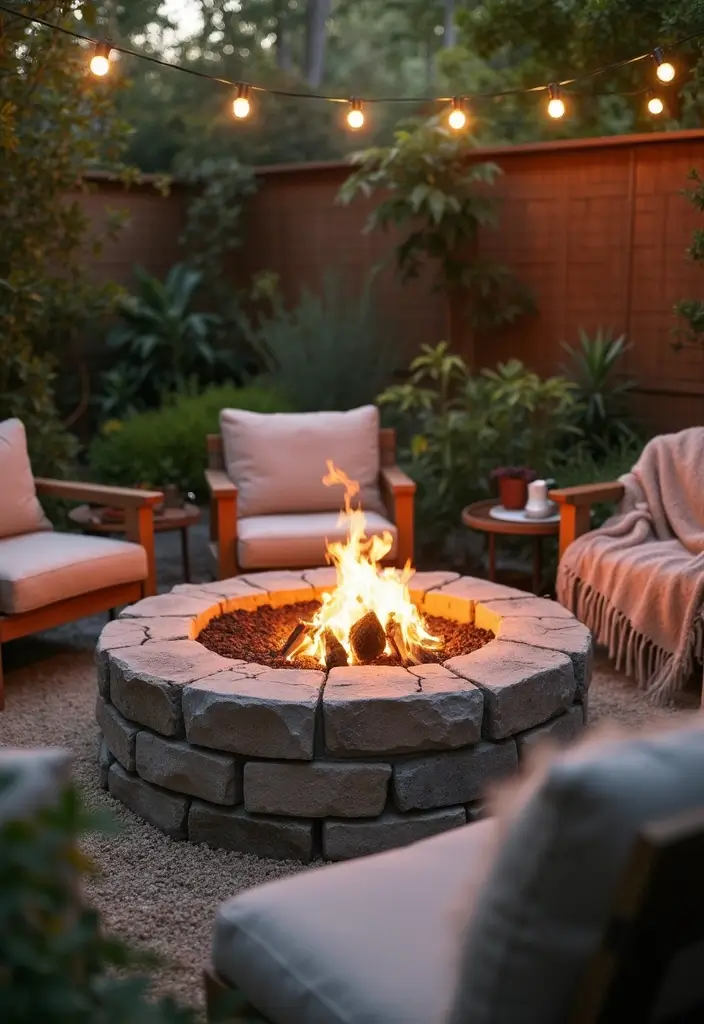12 Cozy Small Backyard Garden Ideas for Book Lovers  - 5. Cozy Fire Pit with Bookish Vibes
