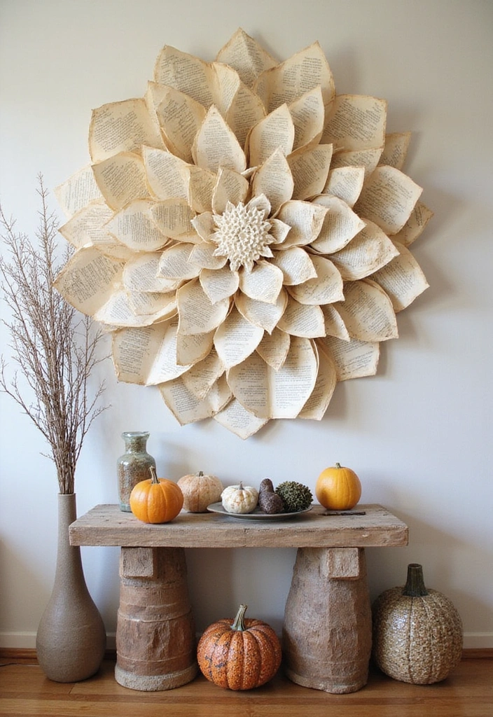 17 Enchanting Fall Door Decor Ideas for Book Lovers That Will Make Your Neighbors Jealous! - 16. Book Page Wall Art