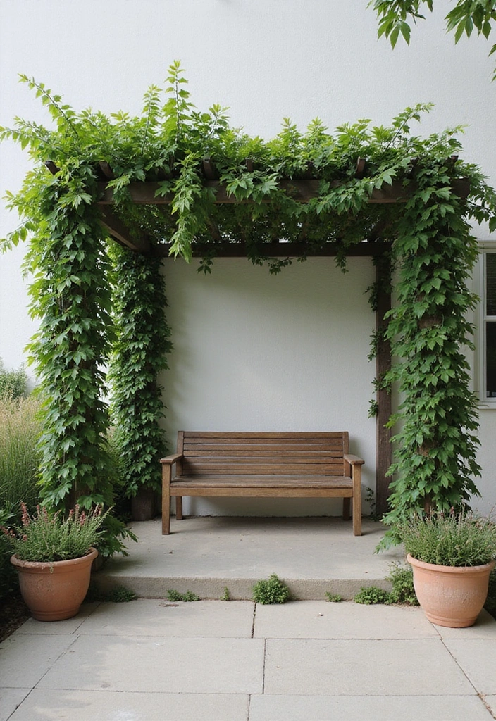 11 Minimalist Garden Nook Ideas for Bookworms (Elegance Meets Comfort!) - 8. The Minimalist Pergola