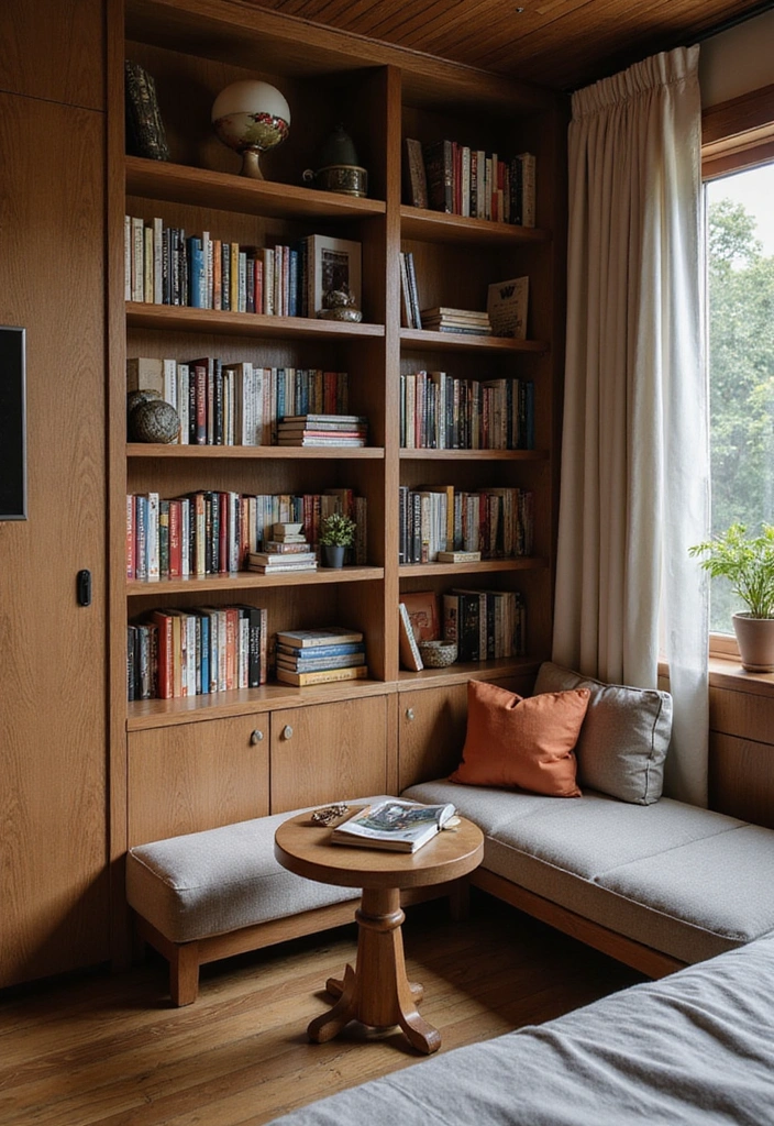 15 Cozy Japandi Bedroom Decor Ideas That Will Inspire Every Book Lover! - 12. Personal Library Corner