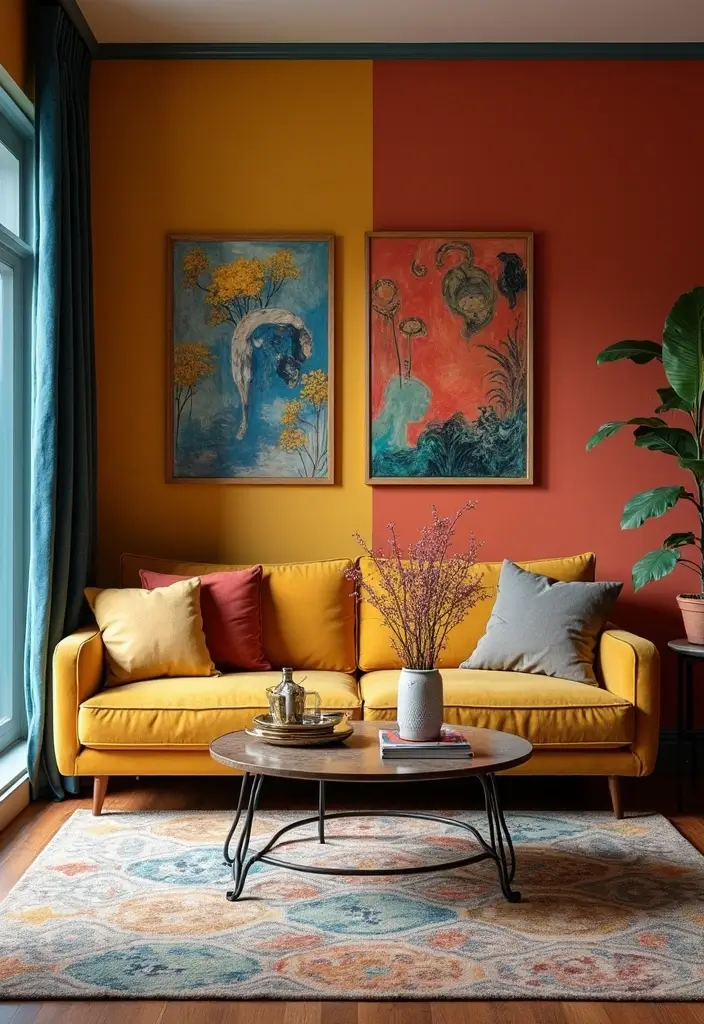 15 Maximalist Living Room Ideas That Every Book Lover Will Adore (You Won't Believe #7!) - 9. Bold Wall Colors and Patterns