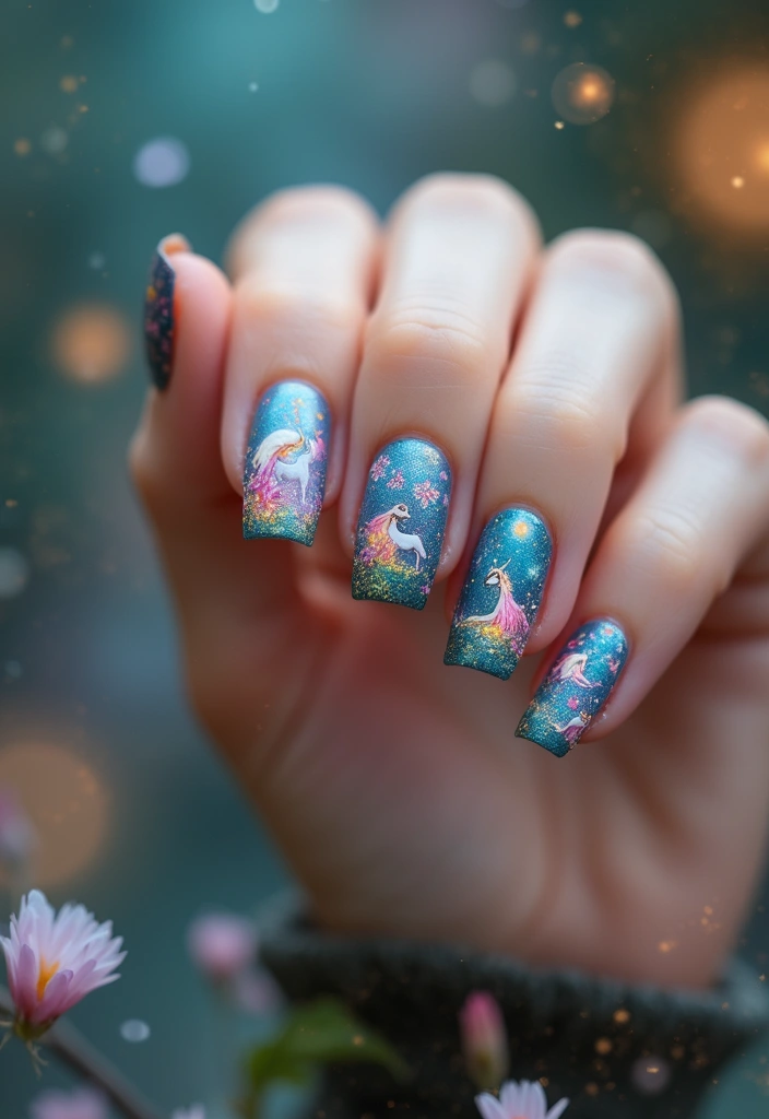 15 Personalized Square Nail Inspo for Every Book Lover (You’ll Be Inspired by #13!) - 13. Fantasy Realm Inspirations