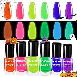 Morovan Neon Nail Polish Set: Glow in The Dark Halloween Fingernail Poli...