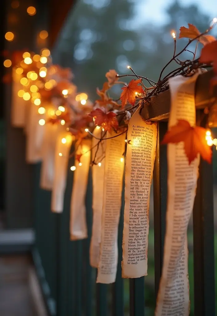 15 DIY Fall Front Porch Decor Ideas for Book Lovers - 7. DIY Book Page Garland