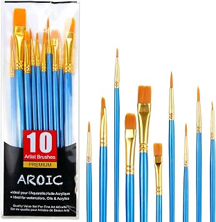 Acrylic Paint Brush Set, 1 Packs / 10 pcs Watercolor Brushes Painting Br...