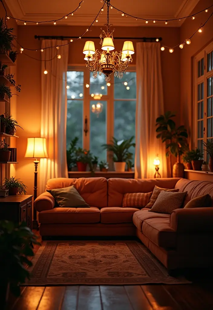 15 Maximalist Living Room Ideas That Every Book Lover Will Adore (You Won't Believe #7!) - 6. Layered Lighting for Dramatic Effects