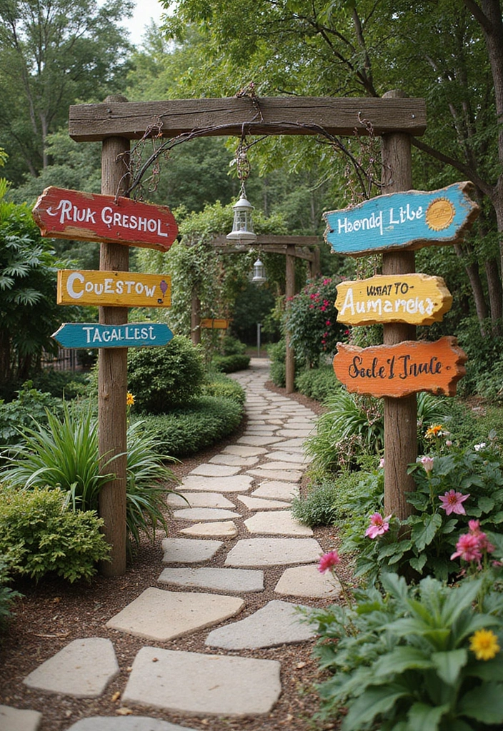 14 Quirky Halloween Home Garden Ideas for Book Lovers - 13. Enchanted Garden Signs