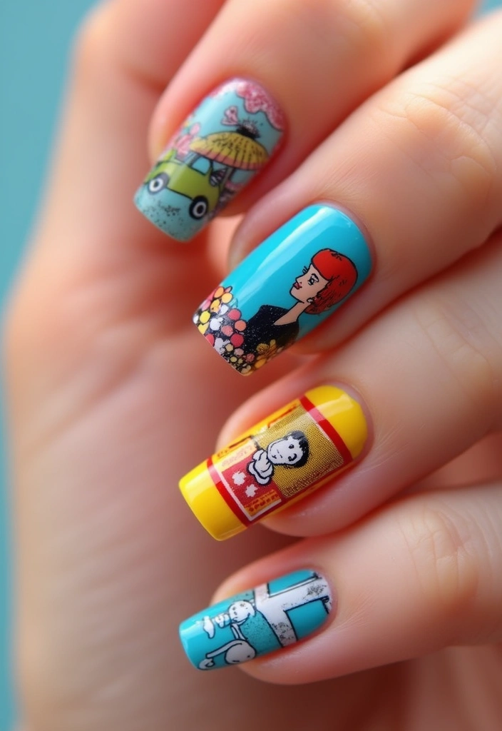 21 January Nail Art Ideas for Book Lovers That Are a Must-See! - 19. Pop Art Book Lovers