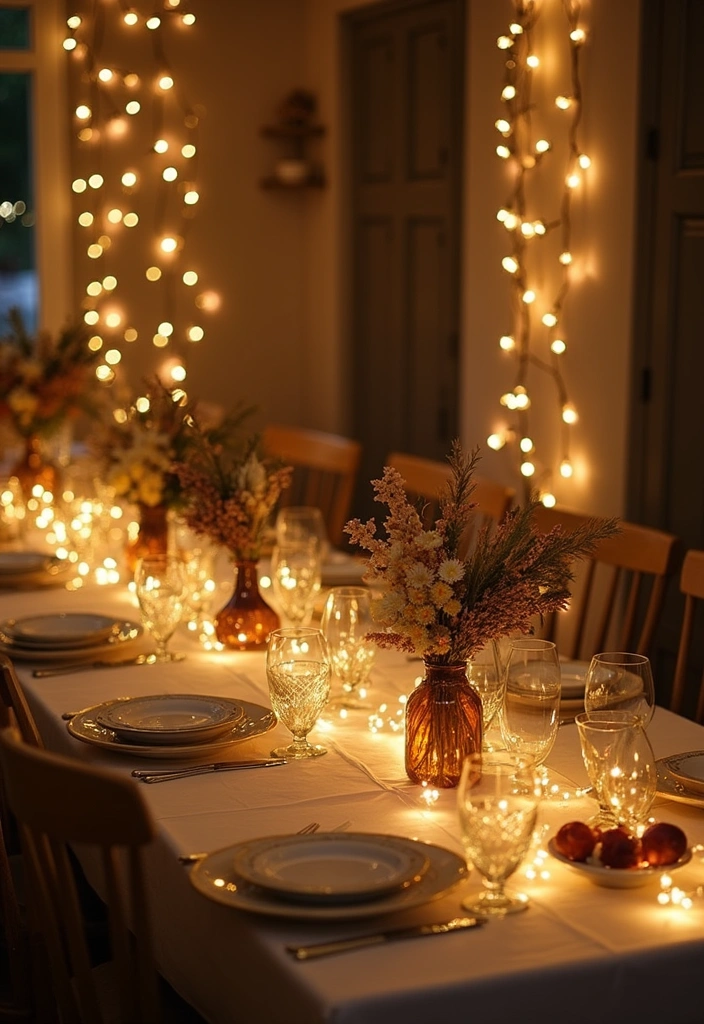 9 Stunning Christmas Tablescape Ideas for Book Lovers - 8. Festive Fairy Lights