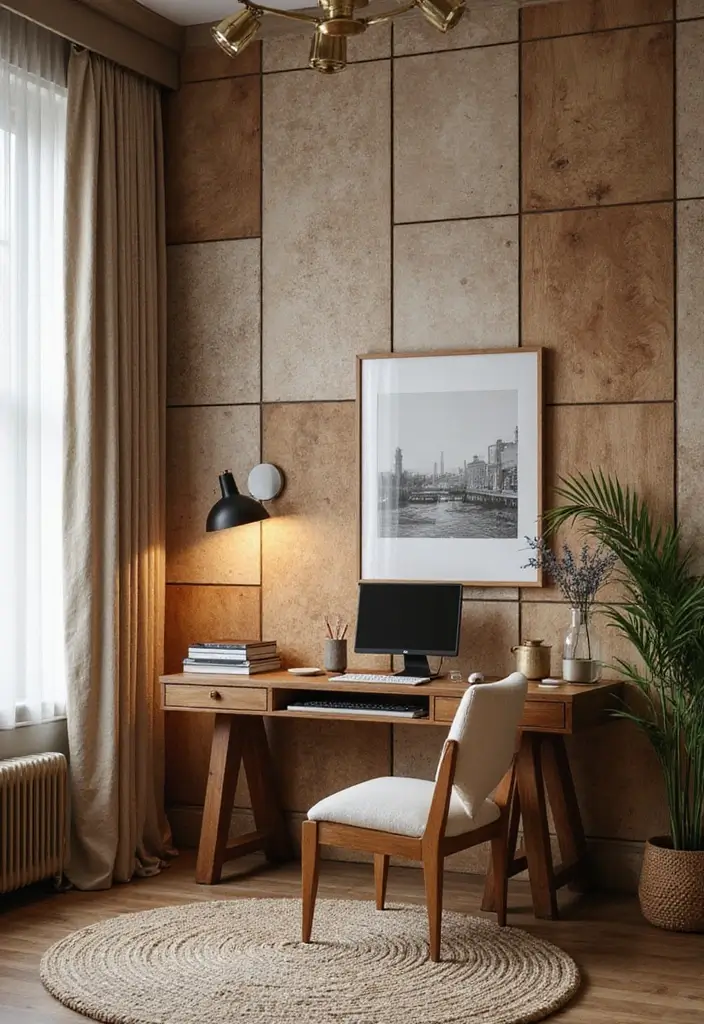 15 Boho Home Office Decor Ideas Every Book Lover Will Adore  - 12. Textured Wall Treatments