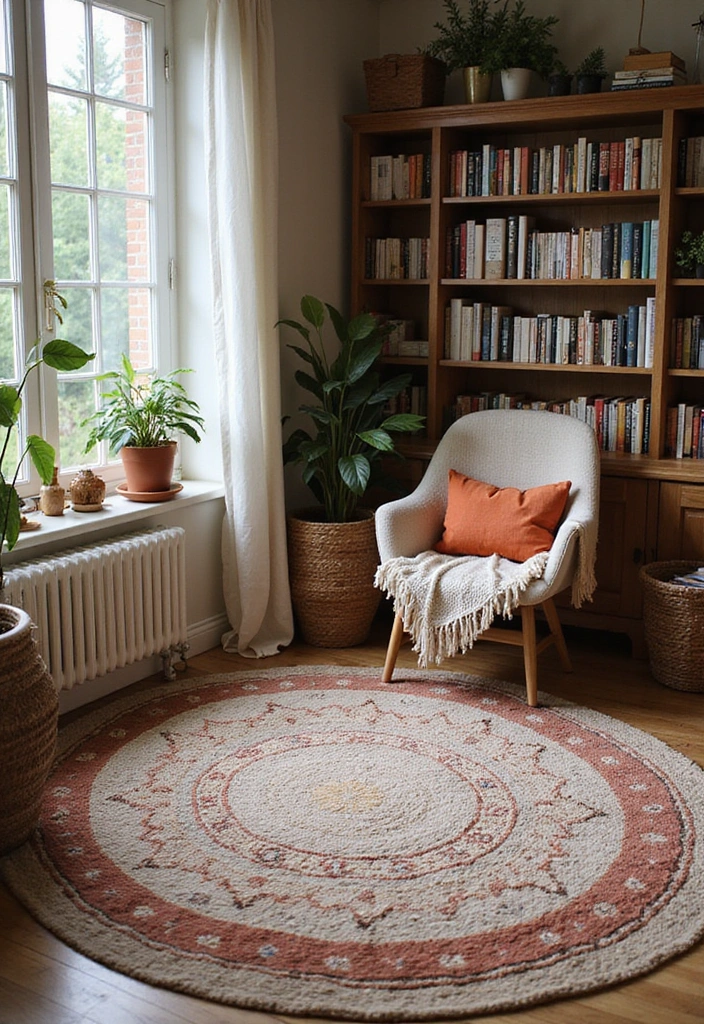 25 Cottagecore Book Nook Inspirations That Will Make You Dream of Reading! - 13. A Cozy Rug