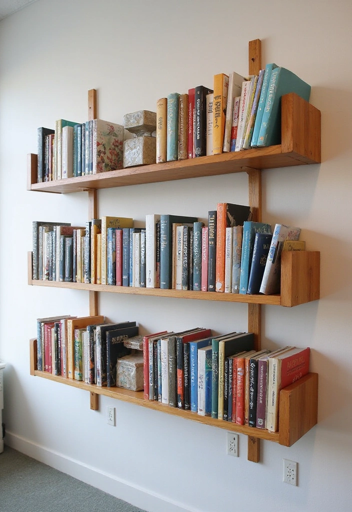 14 Dorm Wall Decor Ideas for Book Lovers to Elevate Your Room - 2. Floating Bookshelves